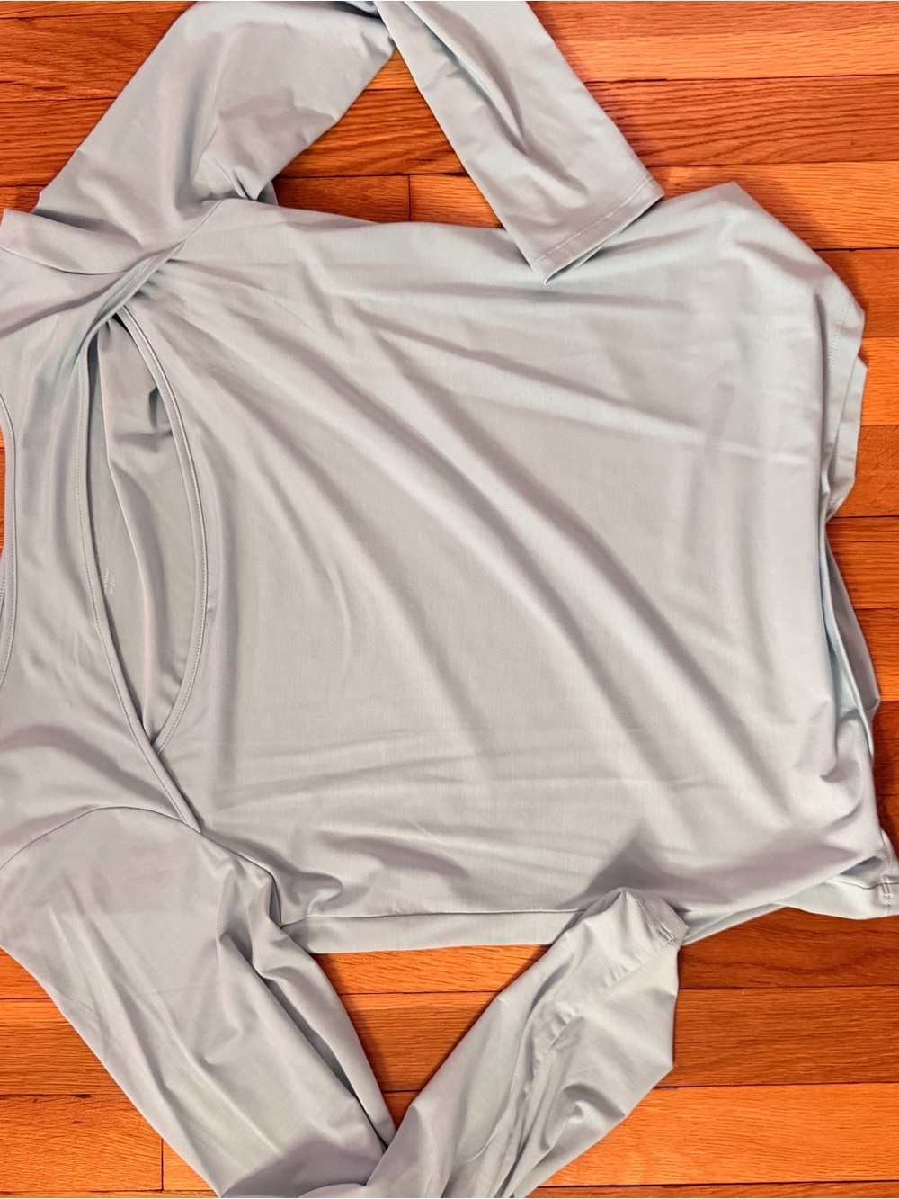 Nine West Soft Pale Blue Long Sleeve Scoop Neck Top